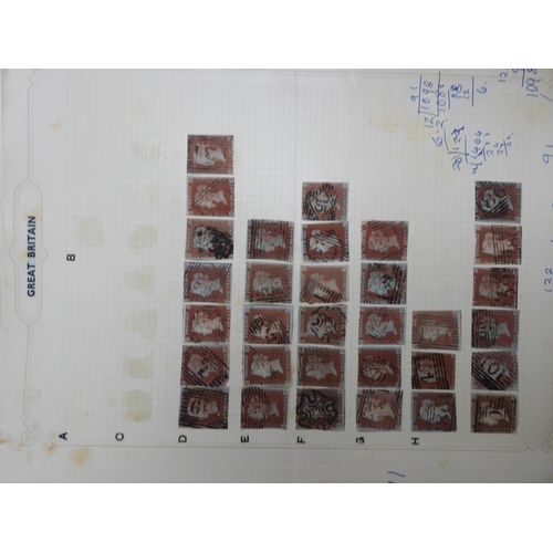 7114 - Great Britain a collection of used mostly hinged stamps on sheets to include various 1/d red present... 