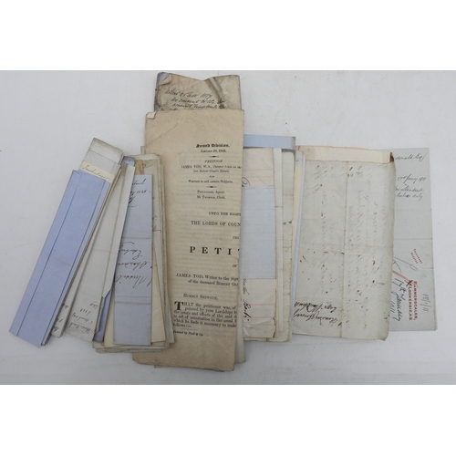 7120 - A collection of correspondence, invoices, legal documents etc., late-18th to mid-19th century, inclu... 