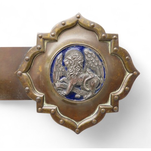 2215 - A DUCHESS OF SUTHERLAND'S CRIPPLES GUILD ARTS AND CRAFTS ALTAR CROSSthe patinated copper cross with ... 