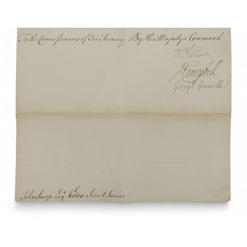 2521 - 18th CENTURY ESPIONAGEA document signed by King George II, dated 5th June 1747, recording the paymen... 