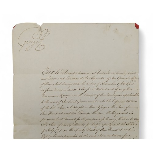 2521 - 18th CENTURY ESPIONAGEA document signed by King George II, dated 5th June 1747, recording the paymen... 