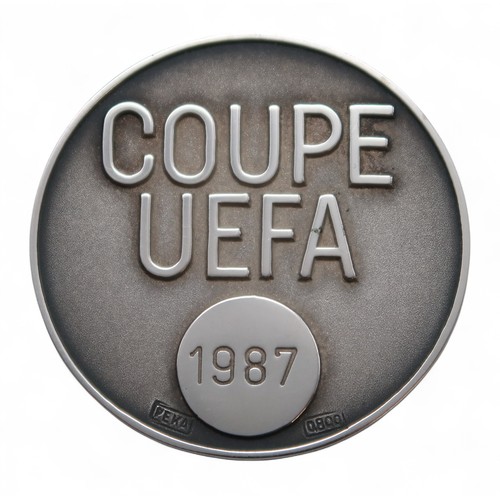 8027 - Jim McInally of Dundee United F.C. - His UEFA Cup 1987 Runner's-Up medalIn 0.800 silver, by PEKA, ca... 