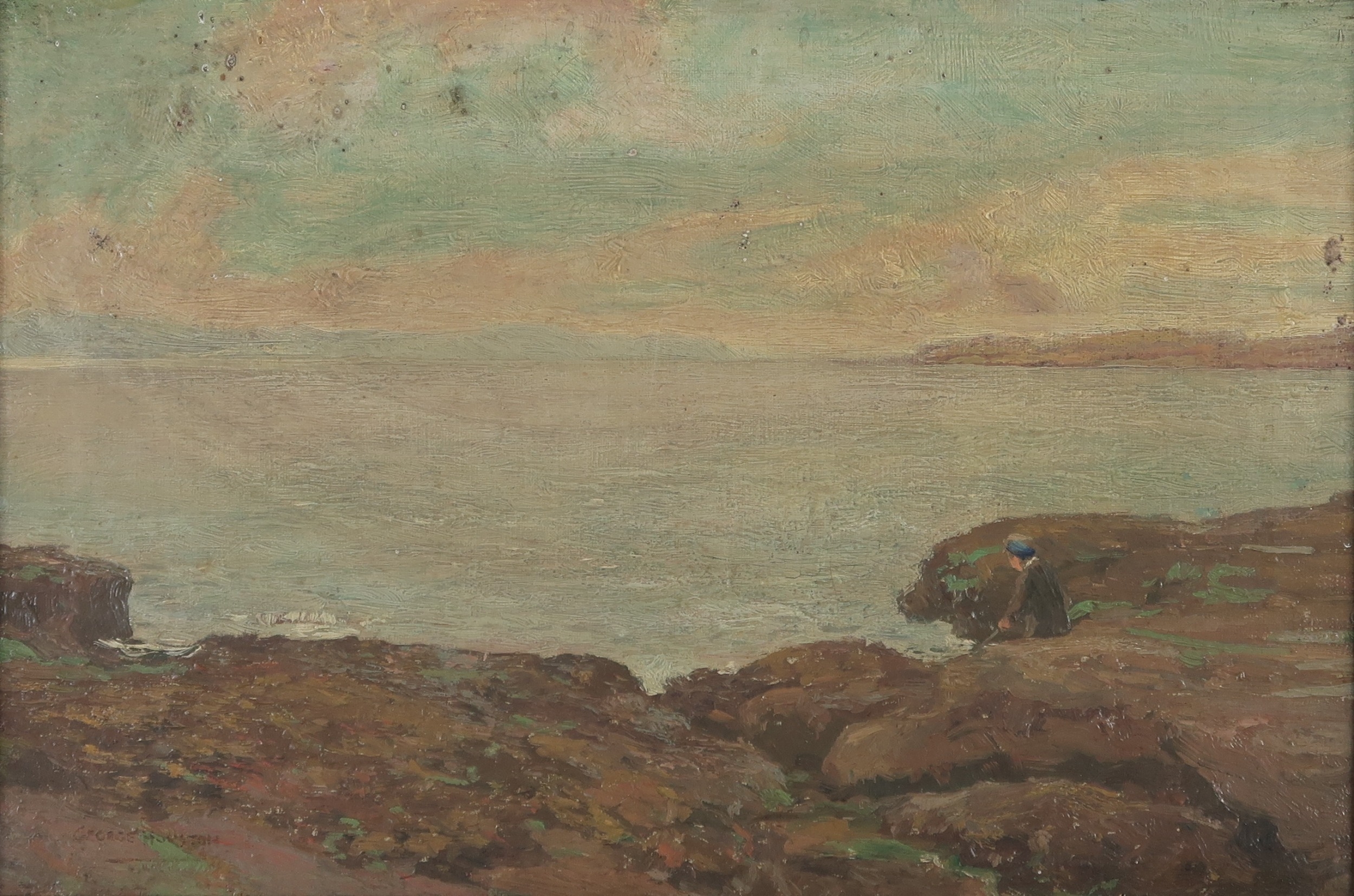 GEORGE HOUSTON RSA, RSW, RI (SCOTTISH 1869-1947) FISHERMAN FISHING Oil ...