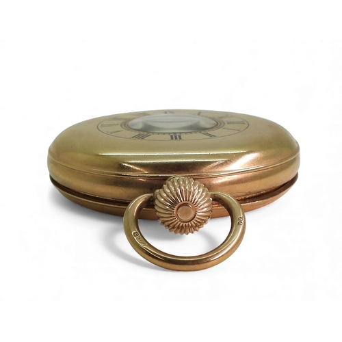 2892 - A 9CT ROSE GOLD HALF HUNTER POCKET WATCHwith white enamel dial, subsidiary seconds dial, &nbsp;black... 