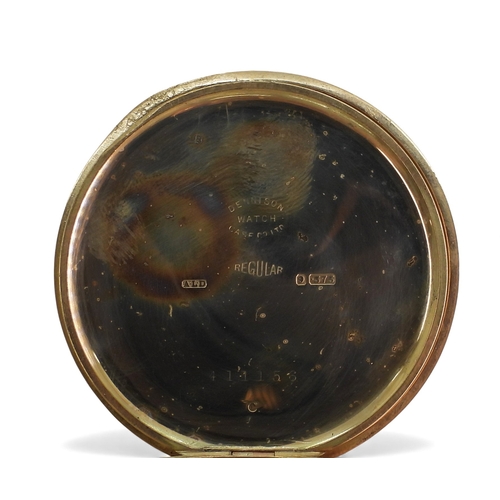 2892 - A 9CT ROSE GOLD HALF HUNTER POCKET WATCHwith white enamel dial, subsidiary seconds dial, &nbsp;black... 