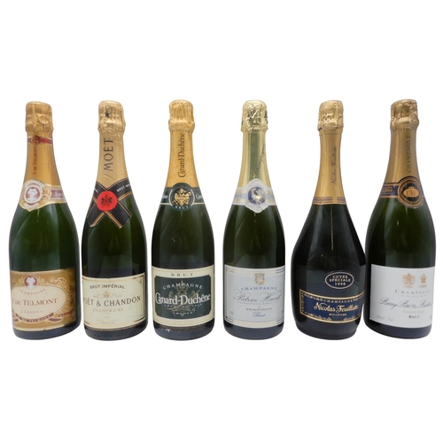9006 - CHAMPAGNE six bottles to include MOET CHANDON Brut Imperial 12% Vol 750ml, J. DE TELEMONT Brut 12 % ... 