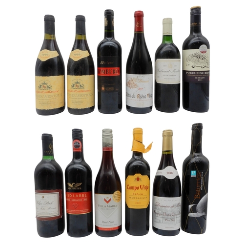 9009 - A lot comprising twelve various bottles of red wine to include Jehan Guillaume Cotes Du Ventoux 1999... 
