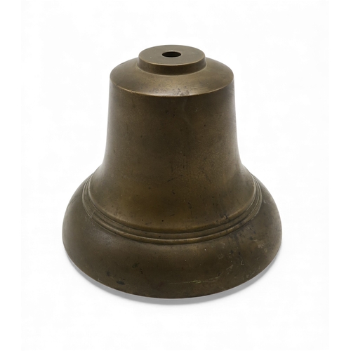 A substantial bronze bell, measuring approx. 21cm in height and 25.5cm ...