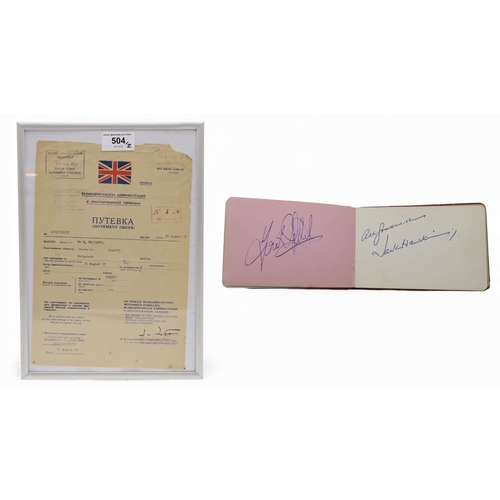 A small 20th century autograph album, with signatures to include Billy ...