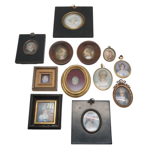 2553B - A GROUP OF PORTRAIT MINIATURESPainted on ivory, all apparently unsigned, including an Indian example... 