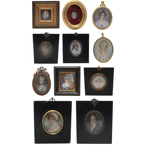 2553B - A GROUP OF PORTRAIT MINIATURESPainted on ivory, all apparently unsigned, including an Indian example... 