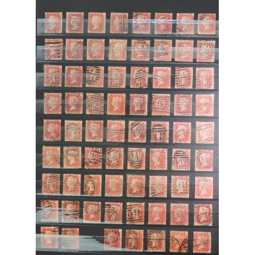 7005 - Great Britain Collection of 1d Reds, mainly SG 43 and 44, with plates up to 221 including much dupli... 