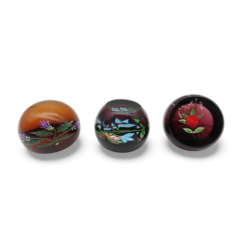 393 - Three Caithness Limited Edition paperweights including Carnation 56/250, Nature Study 113/200 and Th... 