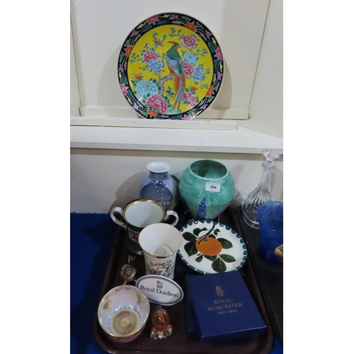 394 - Decorative ceramics including Crown Devon Lustrine lizard bowl, Griselda Hill orange plate, Royal Co... 