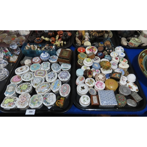 399 - A group of Franklin Porcelain music boxes, Friends of the Forest thimbles, and trinket boxes etc