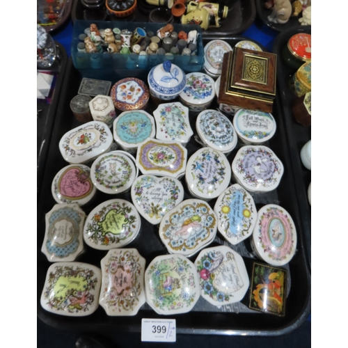 399 - A group of Franklin Porcelain music boxes, Friends of the Forest thimbles, and trinket boxes etc