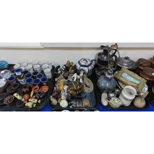 400 - Assorted Franklin Porcelain/Mint ceramic cups, cloisonne, Greek style ceramics, cat figures , togeth... 