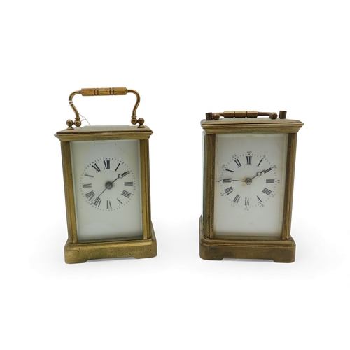 412 - A chiming brass carriage clock and another brass carriage clock