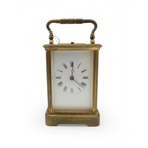 413 - A chiming regulator brass carriage clock