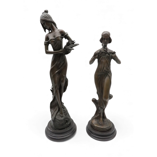 414A - Two contemporary bronzes of maidens, after Jean Patou
