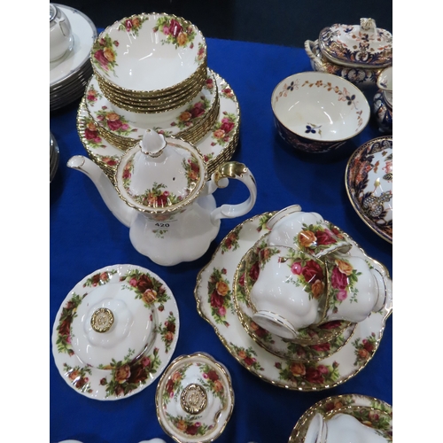 420 - A Royal Albert Old Country Roses dinner service comprising six dinner, medium and side plates, bowls... 