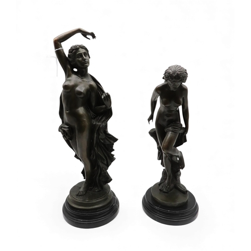 421 - Two contemporary bronzes of classical style maidens&nbsp;