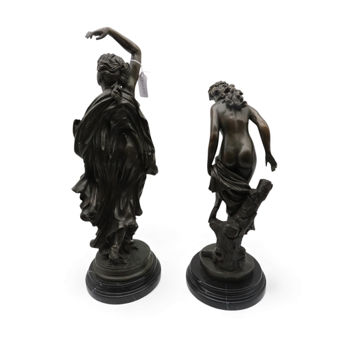 421 - Two contemporary bronzes of classical style maidens&nbsp;