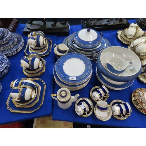 423 - A Carlton China blue and gilt decorated tea set, a Diamond China coffee set and Woods Ware Powder Bl... 