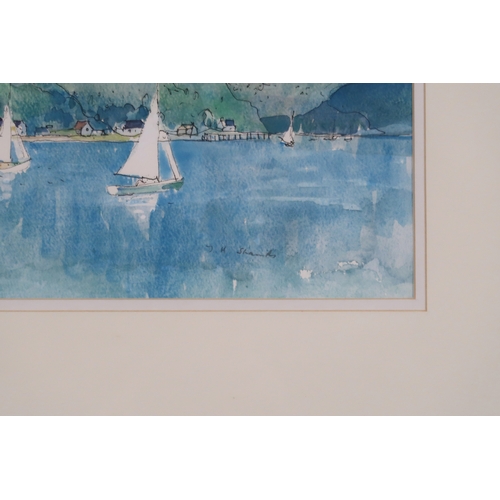 253 - TOM SHANKS RSW RGI (SCOTTISH 1921-2020) TIGHNABRUAICH Watercolour and ink, signed lower right, 24 x ... 