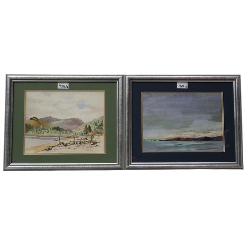 229 - WENDY WOOD (ENGLISH 1892-1981) ISLE SKYLINE Watercolour, signed lower left, 20 x 28cm Together with ... 