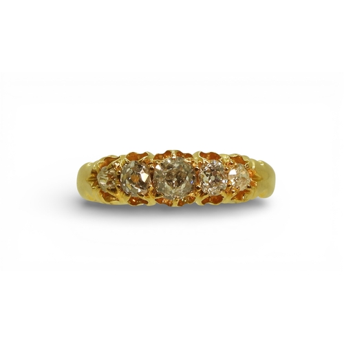 2702 - A VICTORIAN DIAMOND RINGthe mount in 18ct yellow gold with partial Chester hallmarks (date letter mi... 