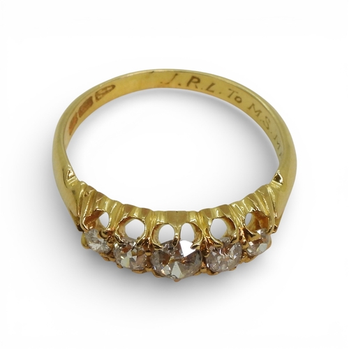 2702 - A VICTORIAN DIAMOND RINGthe mount in 18ct yellow gold with partial Chester hallmarks (date letter mi... 