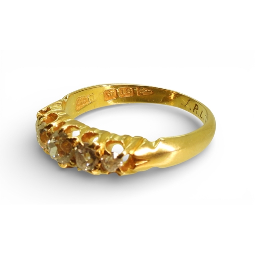 2702 - A VICTORIAN DIAMOND RINGthe mount in 18ct yellow gold with partial Chester hallmarks (date letter mi... 