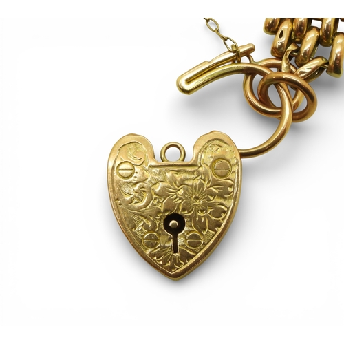 2703 - A 9CT ROSE GOLD GATE BRACELETthe links are stamped 9c, and the clasp 9ct gold with the makers mark W... 