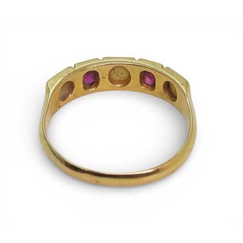 2707 - THREE VICTORIAN RINGSan 1863 sapphire and diamond five stone ring, size M, weight 2.4gms, size M, a ... 