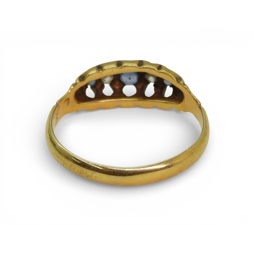 2707 - THREE VICTORIAN RINGSan 1863 sapphire and diamond five stone ring, size M, weight 2.4gms, size M, a ... 