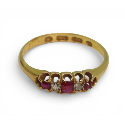 2708 - THREE ANTIQUE RINGSan 18ct gold diamond and pearl ring, hallmarked Birmingham 1885, size approx O1/2... 