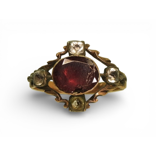 2708 - THREE ANTIQUE RINGSan 18ct gold diamond and pearl ring, hallmarked Birmingham 1885, size approx O1/2... 