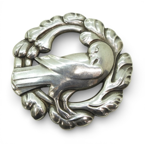 2713 - A LARGE GEORG JENSEN BROOCHmade in 830 continental silver, pattern number 70 'The Dove' with Georg J... 