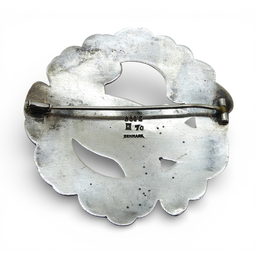 2713 - A LARGE GEORG JENSEN BROOCHmade in 830 continental silver, pattern number 70 'The Dove' with Georg J... 
