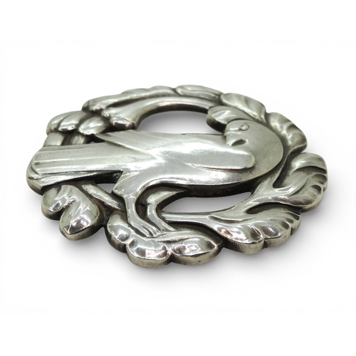 2713 - A LARGE GEORG JENSEN BROOCHmade in 830 continental silver, pattern number 70 'The Dove' with Georg J... 