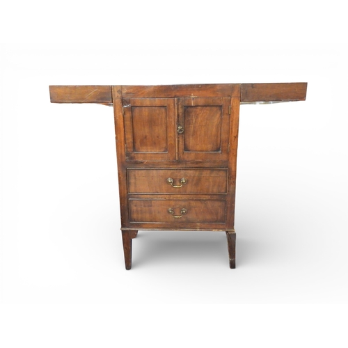 30 - A lot comprising a 19th century mahogany bedroom washstand with split hinged top over pair of cabine... 