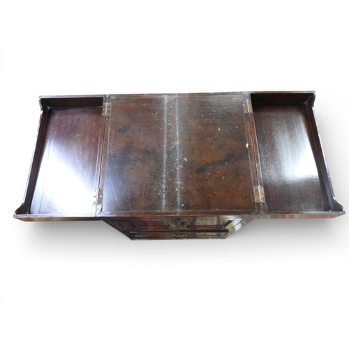 30 - A lot comprising a 19th century mahogany bedroom washstand with split hinged top over pair of cabine... 