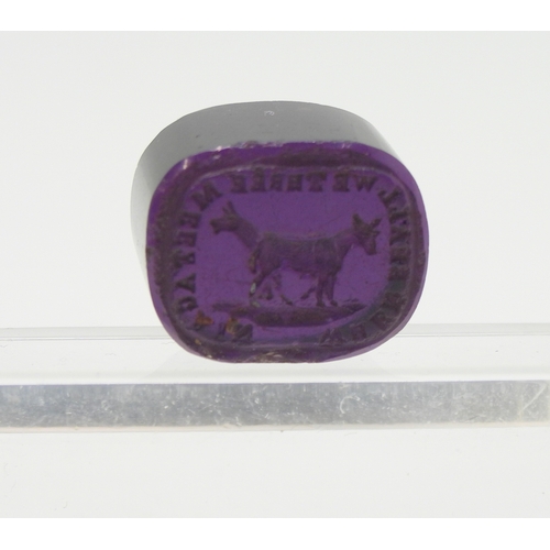 2721 - MEMENTO MORI WITH A SCOTTISH THEMEthe carnelian is intaglio carved with skull and crossed bones, and... 