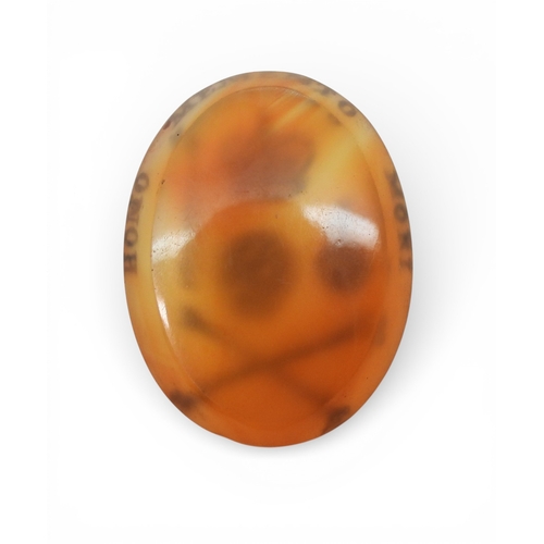 2721 - MEMENTO MORI WITH A SCOTTISH THEMEthe carnelian is intaglio carved with skull and crossed bones, and... 