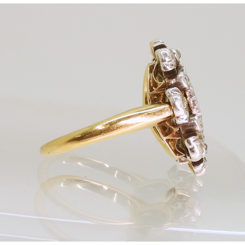 2732 - A SUBSTANTIAL DIAMOND RINGset with a large shallow old mine cut diamond of estimated approx 10mm x 8... 