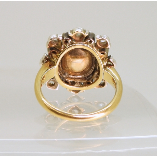 2732 - A SUBSTANTIAL DIAMOND RINGset with a large shallow old mine cut diamond of estimated approx 10mm x 8... 