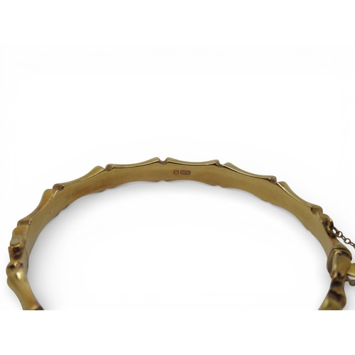 2743 - A BAMBOO PATTERN BANGLEmade in 9ct yellow gold. Hallmarked&nbsp; Birmingham 1986. Inner diameter app... 