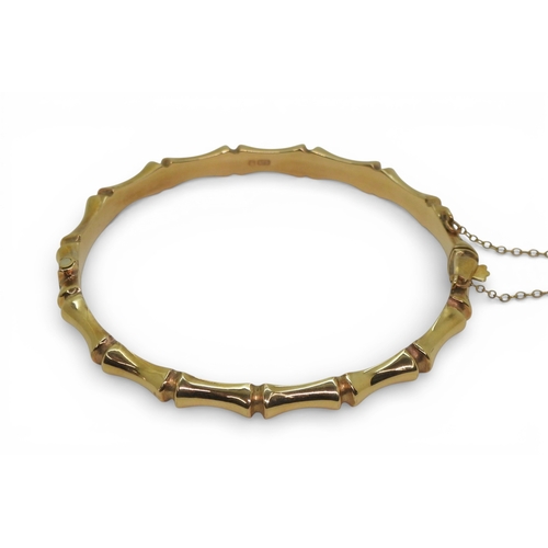 2743 - A BAMBOO PATTERN BANGLEmade in 9ct yellow gold. Hallmarked&nbsp; Birmingham 1986. Inner diameter app... 