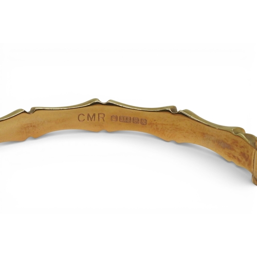 2743 - A BAMBOO PATTERN BANGLEmade in 9ct yellow gold. Hallmarked&nbsp; Birmingham 1986. Inner diameter app... 